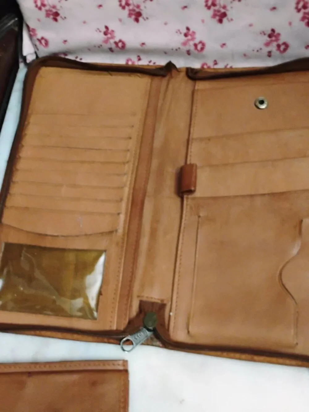 Men's Vintage Leather Travel Passport Holder and matching Small Wallet